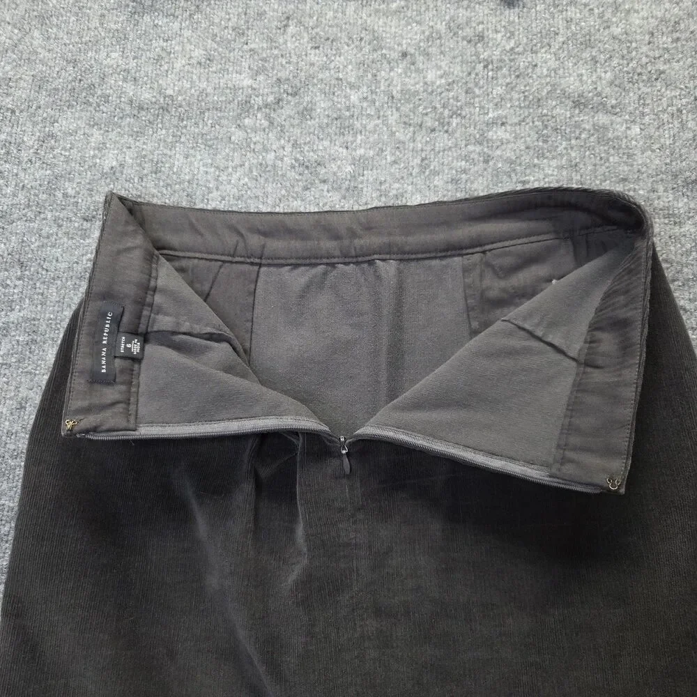 Banana Republic Skirt Womens 6 Gray Corduroy Stretch Button Pockets Zipper Back